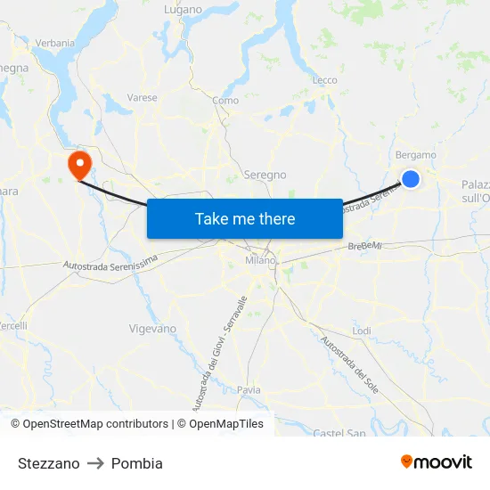 Stezzano to Pombia map