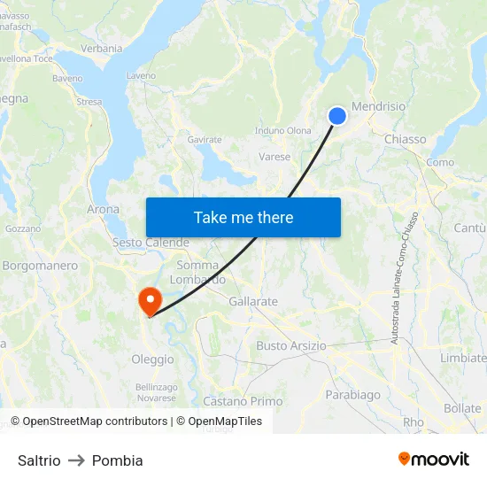 Saltrio to Pombia map