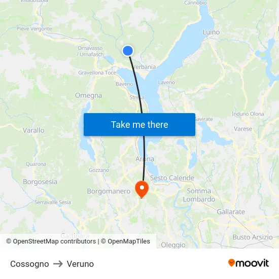 Cossogno to Veruno map