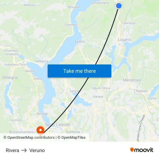 Rivera to Veruno map