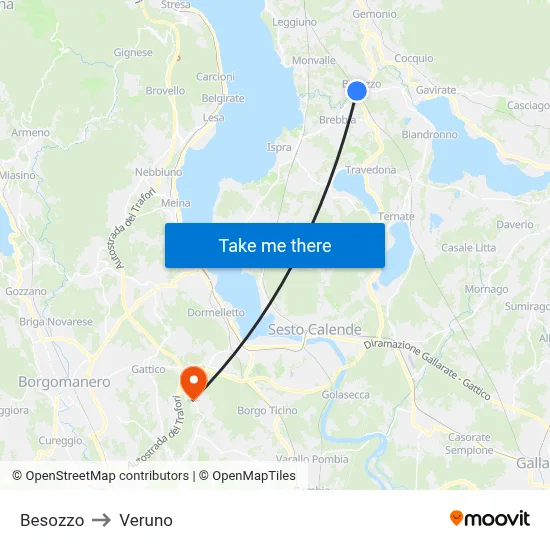 Besozzo to Veruno map