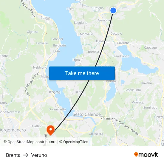 Brenta to Veruno map