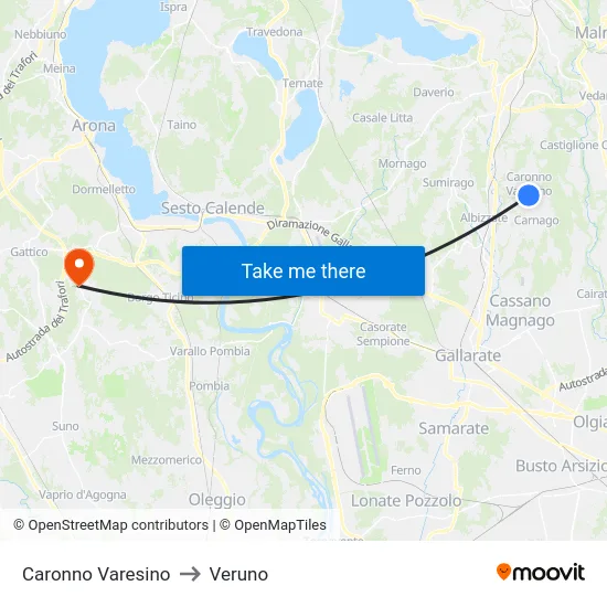 Caronno Varesino to Veruno map