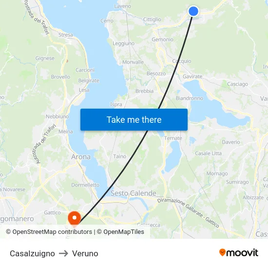 Casalzuigno to Veruno map