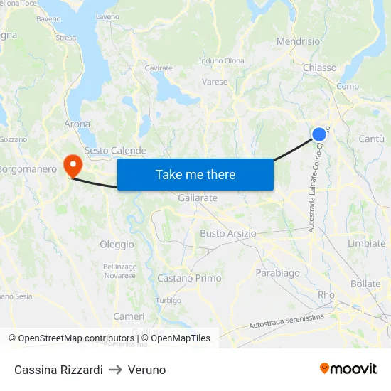 Cassina Rizzardi to Veruno map