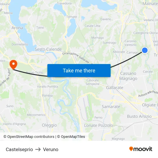 Castelseprio to Veruno map