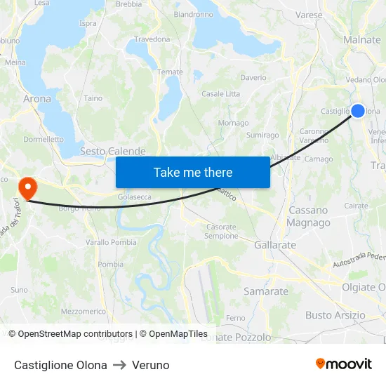 Castiglione Olona to Veruno map