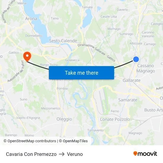 Cavaria con Premezzo to Veruno map