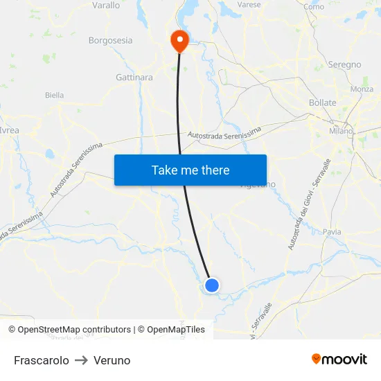 Frascarolo to Veruno map