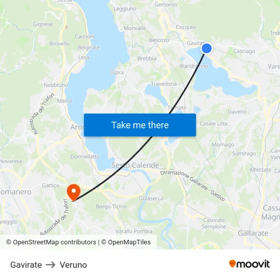 Gavirate to Veruno map