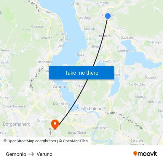 Gemonio to Veruno map