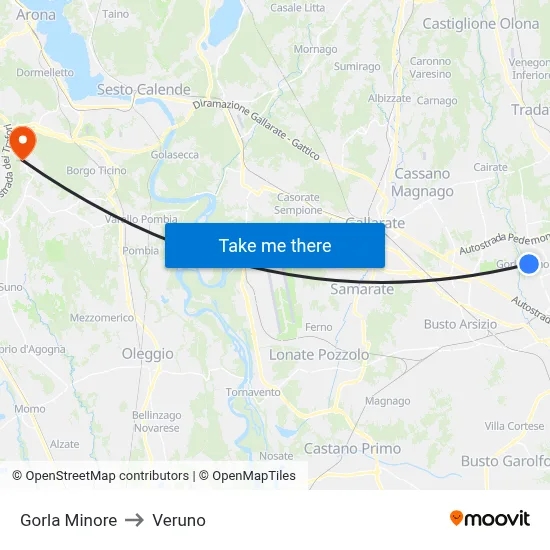 Gorla Minore to Veruno map