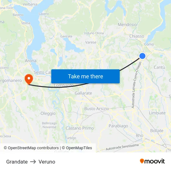 Grandate to Veruno map