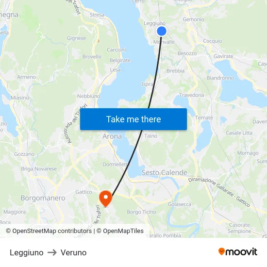 Leggiuno to Veruno map