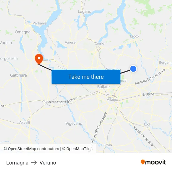Lomagna to Veruno map