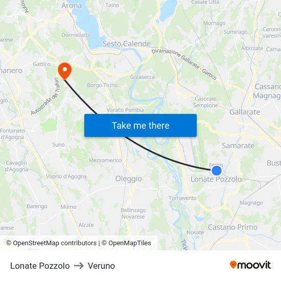 Lonate Pozzolo to Veruno map