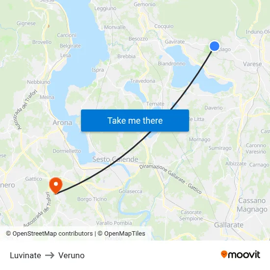 Luvinate to Veruno map