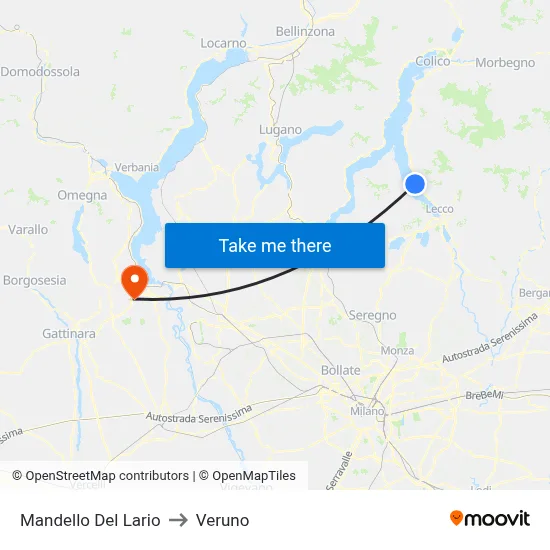 Mandello Del Lario to Veruno map
