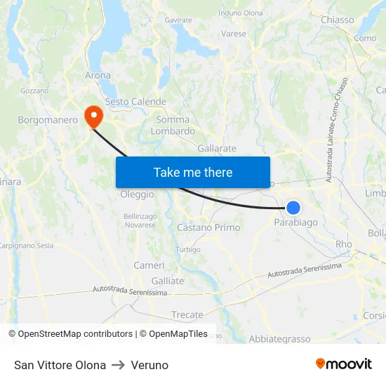 San Vittore Olona to Veruno map