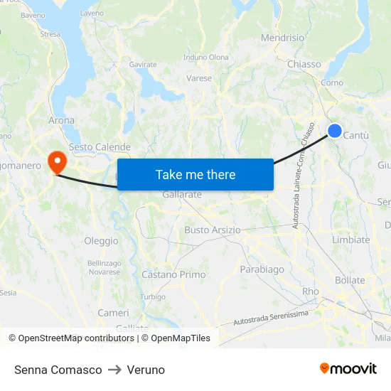 Senna Comasco to Veruno map
