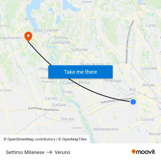 Settimo Milanese to Veruno map
