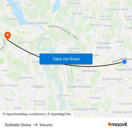Solbiate Olona to Veruno map