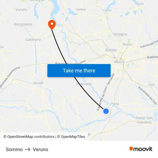 Sommo to Veruno map