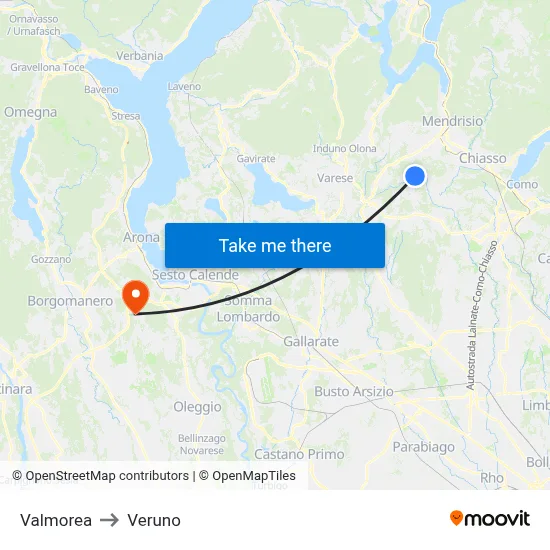 Valmorea to Veruno map