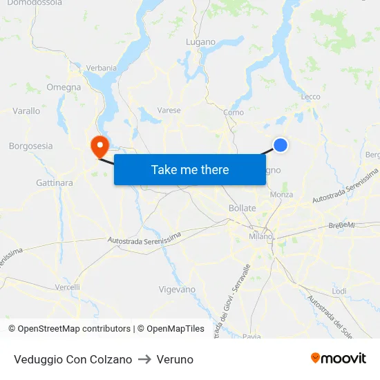 Veduggio Con Colzano to Veruno map