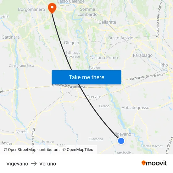 Vigevano to Veruno map