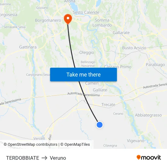 TERDOBBIATE to Veruno map