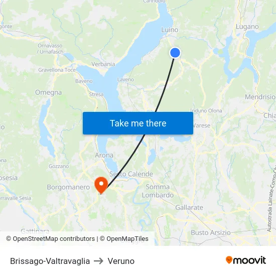Brissago-Valtravaglia to Veruno map
