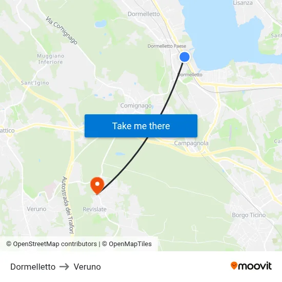 Dormelletto to Veruno map