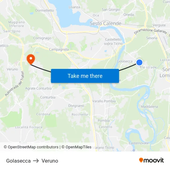 Golasecca to Veruno map