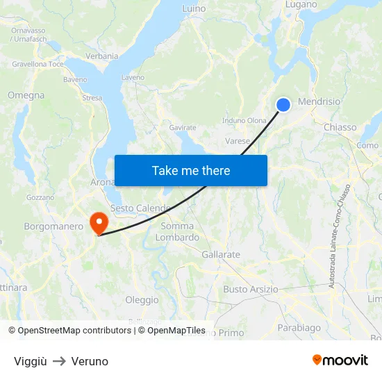 Viggiù to Veruno map