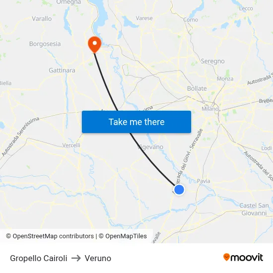 Gropello Cairoli to Veruno map