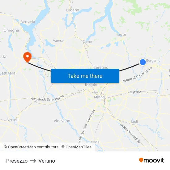 Presezzo to Veruno map