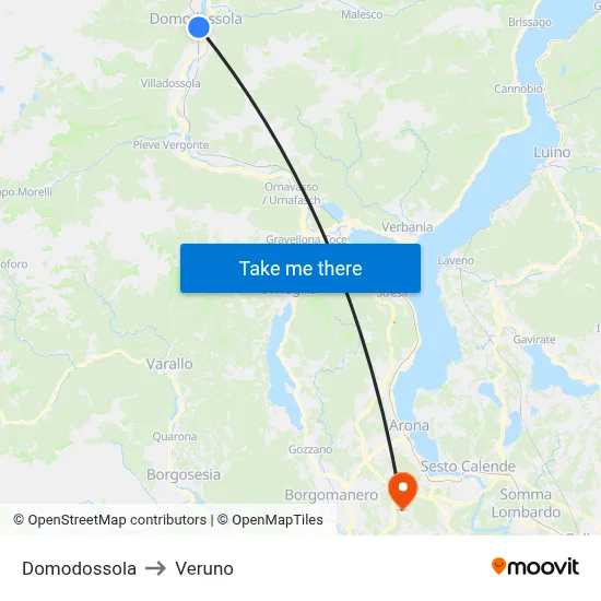 Domodossola to Veruno map