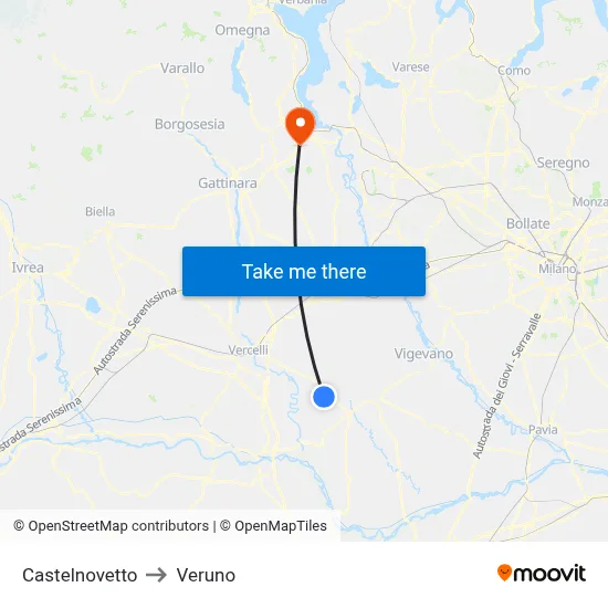 Castelnovetto to Veruno map