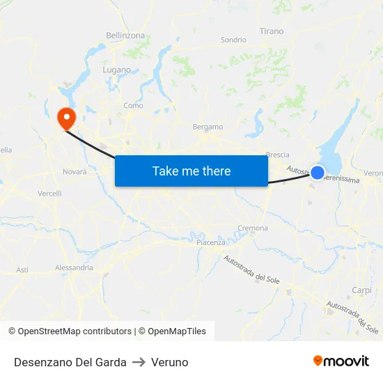 Desenzano del Garda to Veruno map