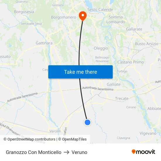 Granozzo Con Monticello to Veruno map