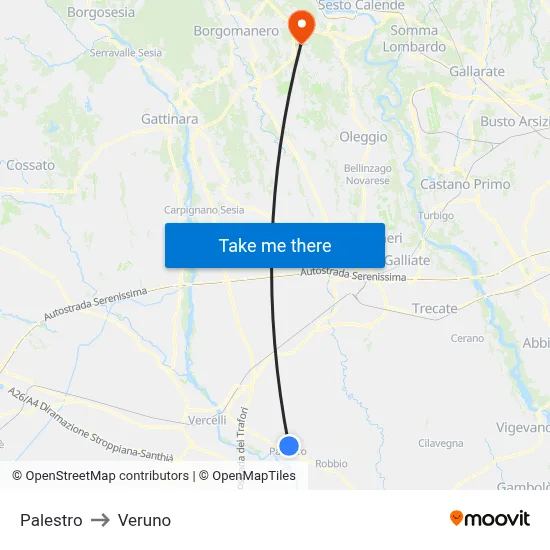 Palestro to Veruno map