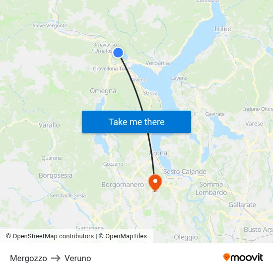 Mergozzo to Veruno map