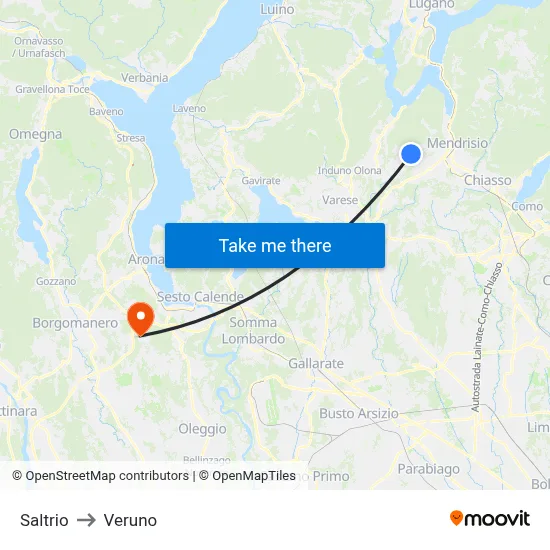 Saltrio to Veruno map