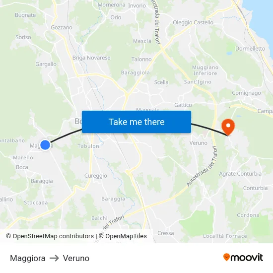 Maggiora to Veruno map