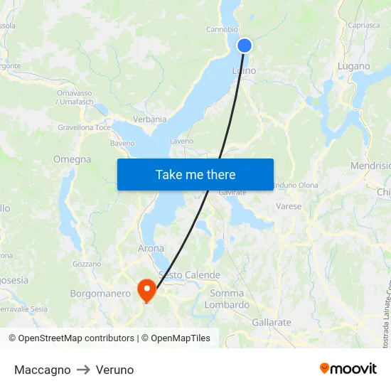 Maccagno to Veruno map