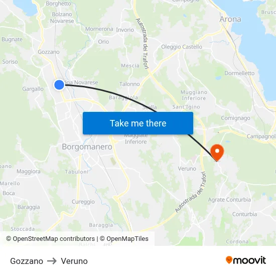 Gozzano to Veruno map
