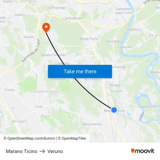 Marano Ticino to Veruno map