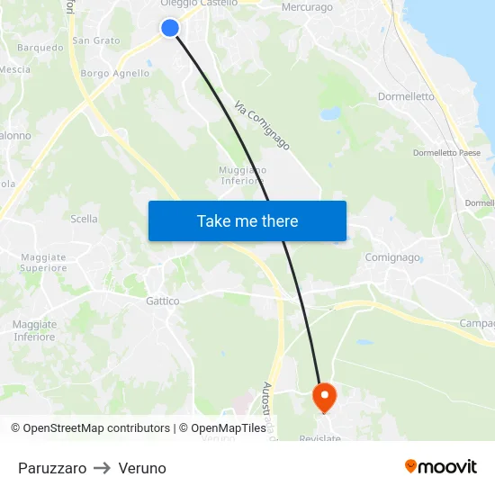 Paruzzaro to Veruno map