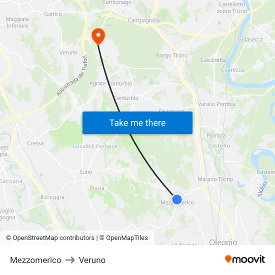 Mezzomerico to Veruno map